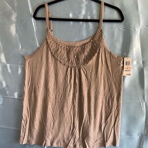Indian Summer Tan Ruched Camisole Sleeveless Top